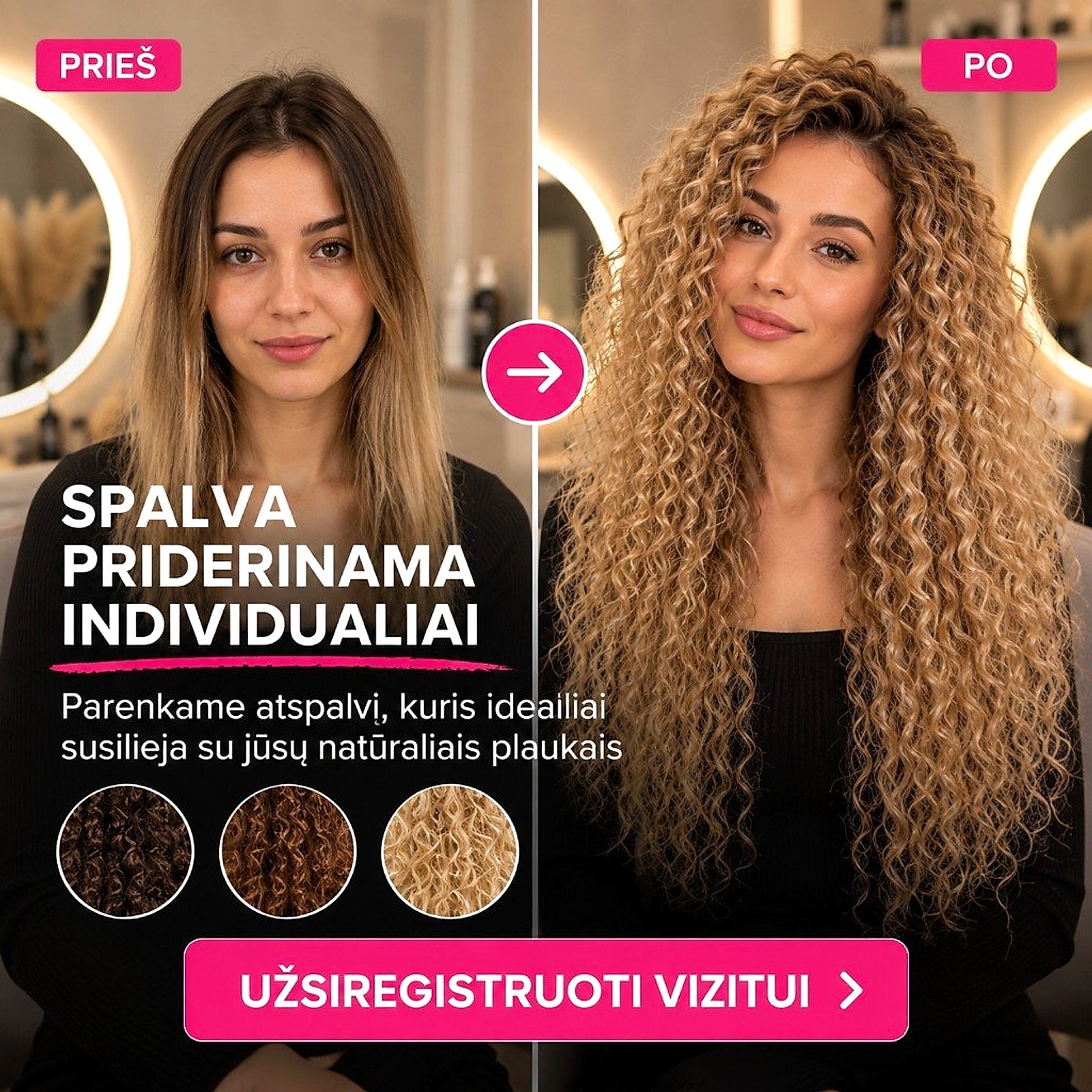 AfroHair – spalva priderinama individualiai, prieš ir po